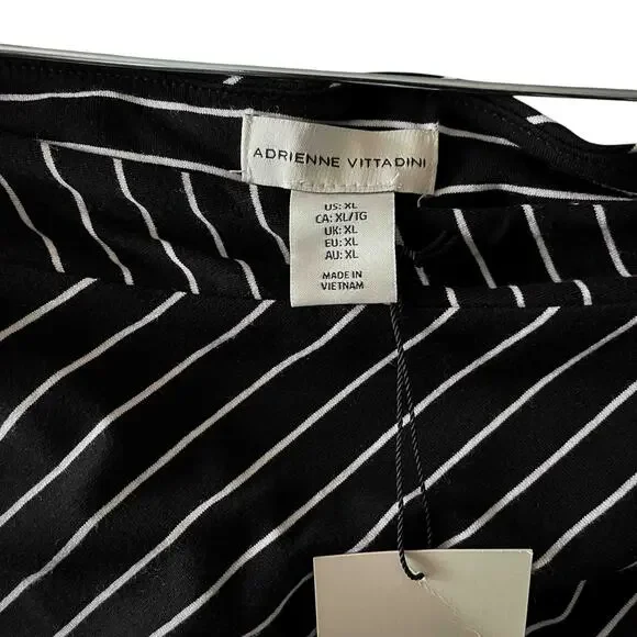 NWT Adrienne Vittadini Women's Wrap Midi Skirt Preppy Boho Black Striped Size XL - Picture 5 of 8